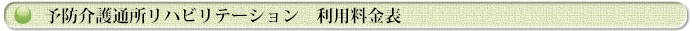 予防介護通所リハビリテーション利用料金表