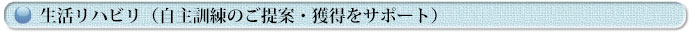 生活リハビリ（自主訓練の提案・獲得のサポート）